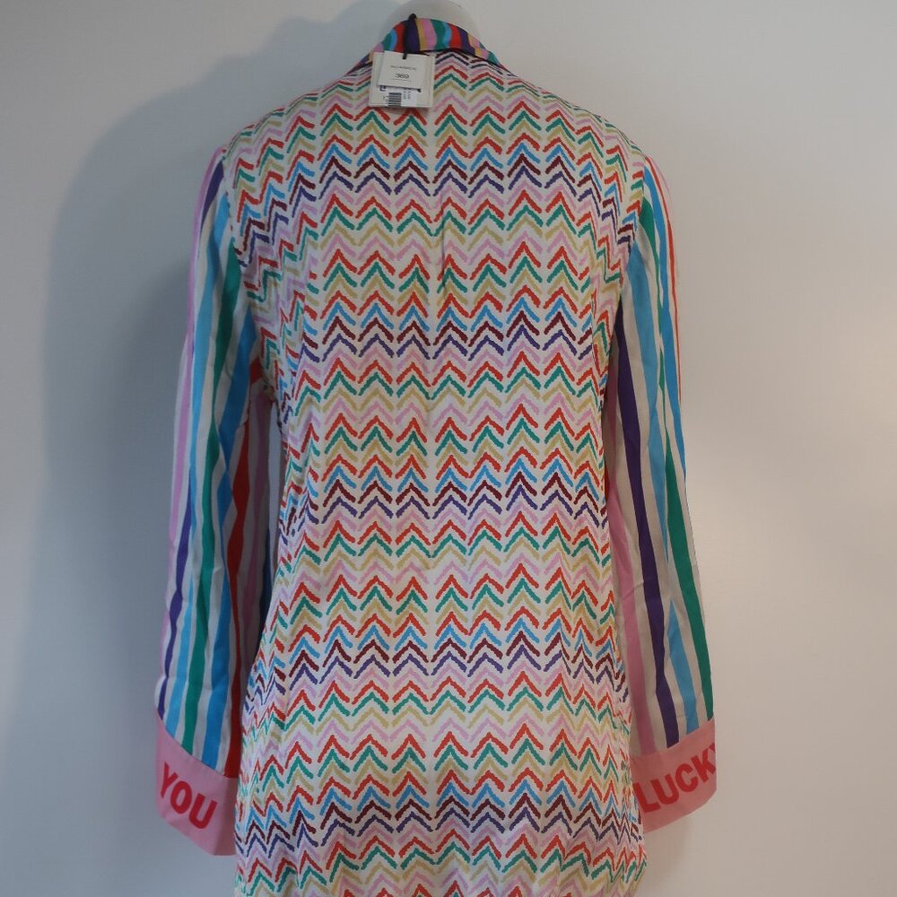 NWT Womens Me369 (Item- 86) Multicolor Mia Tie Collar Tiger Print Blouse Top L - Picture 8 of 10